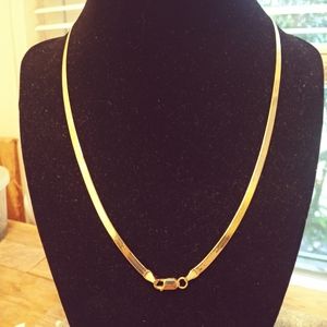 Solid 18k yellow gold flat herringbone chain necklace, 18" long, 4 mm wide, new